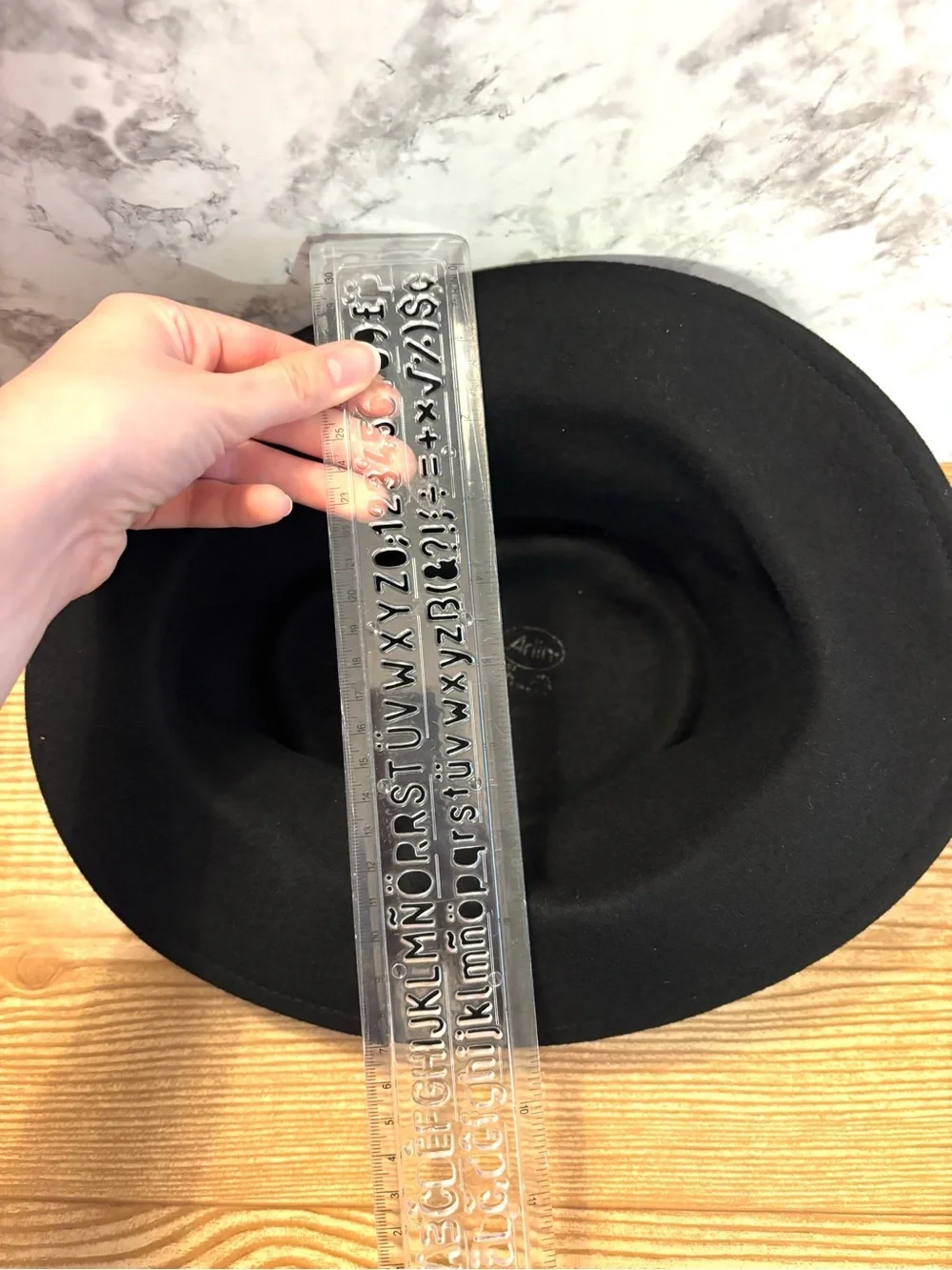 Vintage Arlin 100% Wool Black Fedora Hat with Gray Ribbon Bow